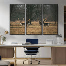 Deer Wall Art Canvas Print – Framed Rustic Wildlife Stags