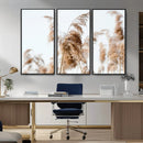 Pampas Grass Wall Art Canvas Print – Framed Neutral Tones