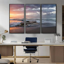 Golden Hour Wall Art Canvas Print – Framed Tranquil Waves