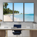 Palm Tree Coast Wall Art Canvas Print – Framed Island Getaway with Crystal Blue Water Scenic Artwork for Home, Office by MyGreatCanvas | Canvas Wall Art Prints | Photo Prints & Wall Decor