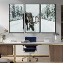 Moose Snow Wall Art Canvas Print – Framed Winter Wildlife