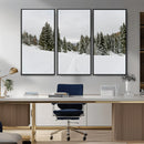 Frosty Pines Wall Art Canvas Print – Framed Silent Snowfall
