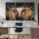 Abstract Longhorn Bull Wall Art Canvas Print – Vintage by MyGreatCanvas | Canvas Wall Art Prints | Photo Prints & Wall Decor