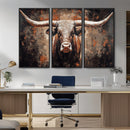 Rustic Longhorn Bull Wall Art Canvas Print – Vintage Western by MyGreatCanvas | Canvas Wall Art Prints | Photo Prints & Wall Decor