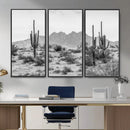 Black White Arizona Desert Canvas Wall Art Cactus Farmhouse
