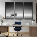Elephand and Zebra Wall Art Canvas Print, Modern Artwork