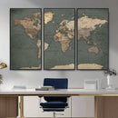 Rustic Black and Wood World Map Canvas Wall Art – Framed by MyGreatCanvas | Canvas Wall Art Prints | Photo Prints & Wall Decor