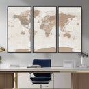 Framed Large World Map Canvas Print for Office Decor by MyGreatCanvas | Canvas Wall Art Prints | Photo Prints & Wall Decor