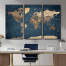 Navy Blue World Map Canvas Print – Framed Travel Map Wall by MyGreatCanvas | Canvas Wall Art Prints | Photo Prints & Wall Decor