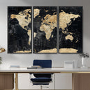 Framed Large World Map Wall Art Canvas Print for Living Room