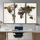 Watercolor World Map Print - Large Wall Art Canvas Print for
