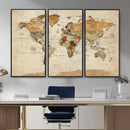 Rustic Vintage World Map Canvas Print – Framed Modern by MyGreatCanvas | Canvas Wall Art Prints | Photo Prints & Wall Decor