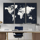 Black World Map Wall Art Canvas Print for Home Office and by MyGreatCanvas | Canvas Wall Art Prints | Photo Prints & Wall Decor