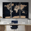 Grunge Wall Art World Map Canvas Print
