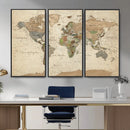 Vintage World Map Canvas Wall Art - Rustic Grunge Texture by MyGreatCanvas | Canvas Wall Art Prints | Photo Prints & Wall Decor