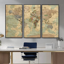 Vintage World Map Wall Art | Ready to Hang and Framed