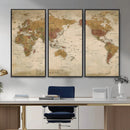 Vintage Detailed World Map Wall Art Canvas Print – Antique