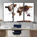 Rustic World Map Wall Art Canvas Print | Large World Map on