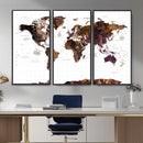 Rustic World Map Wall Art Canvas Print | Large World Map on