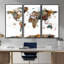 Watercolor World Map Canvas Print – Detailed Map of the