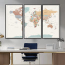 Pastel Colors World Map Wall Art Canvas Print by MyGreatCanvas | Canvas Wall Art Prints | Photo Prints & Wall Decor