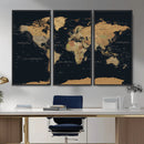 Vintage World Map Earth Globe Countries Oceans Continents by MyGreatCanvas | Canvas Wall Art Prints | Photo Prints & Wall Decor