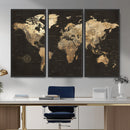 Framed World Map with Pin Canvas Print – Detailed World Map