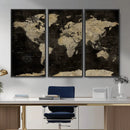 Push Pin World Map Canvas Wall Art Print, Interactive Travel