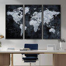 Black World Map Canvas Print – Detailed Map for Couples and by MyGreatCanvas | Canvas Wall Art Prints | Photo Prints & Wall Decor