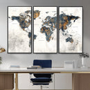 World Map Wall Art Canvas Print for Office Wall Decor