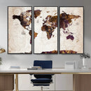 Blue Watercolor World Map Canvas Print – Framed Modern Wall