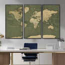 Large World Map Canvas Wall Art Print for Study Room Decor -