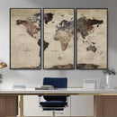 Neutral Watercolor World Map Canvas Wall Art – Framed Earth by MyGreatCanvas | Canvas Wall Art Prints | Photo Prints & Wall Decor