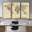 Extra Large World Map Canvas Print – Detailed Map of the