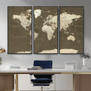 Vintage World Map Canvas Print – Framed Travel Map Wall Art