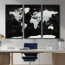 World Map Canvas Print – Framed Push Pin Wall Art, Color