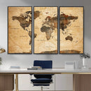 Navy Blue and Gold World Map Canvas Print – Framed Luxury by MyGreatCanvas | Canvas Wall Art Prints | Photo Prints & Wall Decor