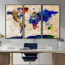 Watercolor World Map Canvas Print – Framed Wall Art for by MyGreatCanvas | Canvas Wall Art Prints | Photo Prints & Wall Decor