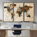 World Map Canvas Print – Framed Travel Map Wall Art for