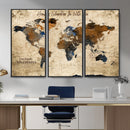 World Map Wall Art Canvas Print, Modern Decorative Framed