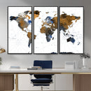 Colorful Watercolor World Map Canvas Wall Art – Framed