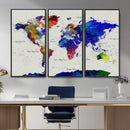 Vintage World Map Canvas Wall Art – Framed Travel Map with