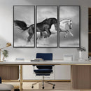 Wild Horses Wall Art Canvas Print – Framed Black and White by MyGreatCanvas | Canvas Wall Art Prints | Photo Prints & Wall Decor