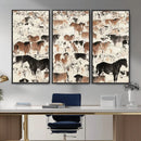 Wild Horses Wall Art Canvas Print - Abstract Farm Longhorn by MyGreatCanvas | Canvas Wall Art Prints | Photo Prints & Wall Decor