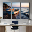 Coastal Fishing Boats Wall Art Canvas Print, Sunset Beach by MyGreatCanvas | Canvas Wall Art Prints | Photo Prints & Wall Decor