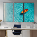 Minimalist Boat Wall Art Canvas Print, Aerial Sea Landscape by MyGreatCanvas | Canvas Wall Art Prints | Photo Prints & Wall Decor