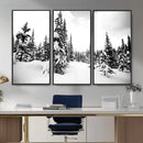 Black and White Snowy Pine Forest Wall Art Canvas Print, by MyGreatCanvas | Canvas Wall Art Prints | Photo Prints & Wall Decor