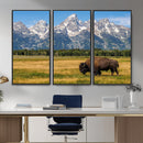 Bison in Mountain Landscape Wall Art Canvas Print – Western by MyGreatCanvas | Canvas Wall Art Prints | Photo Prints & Wall Decor