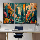 Colorful Japanese Landscape Print: Maximalist Panoramic Wall by MyGreatCanvas | Canvas Wall Art Prints | Photo Prints & Wall Decor