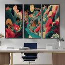 Colorful Japanese Landscape Print: Maximalist Panoramic Wall by MyGreatCanvas | Canvas Wall Art Prints | Photo Prints & Wall Decor